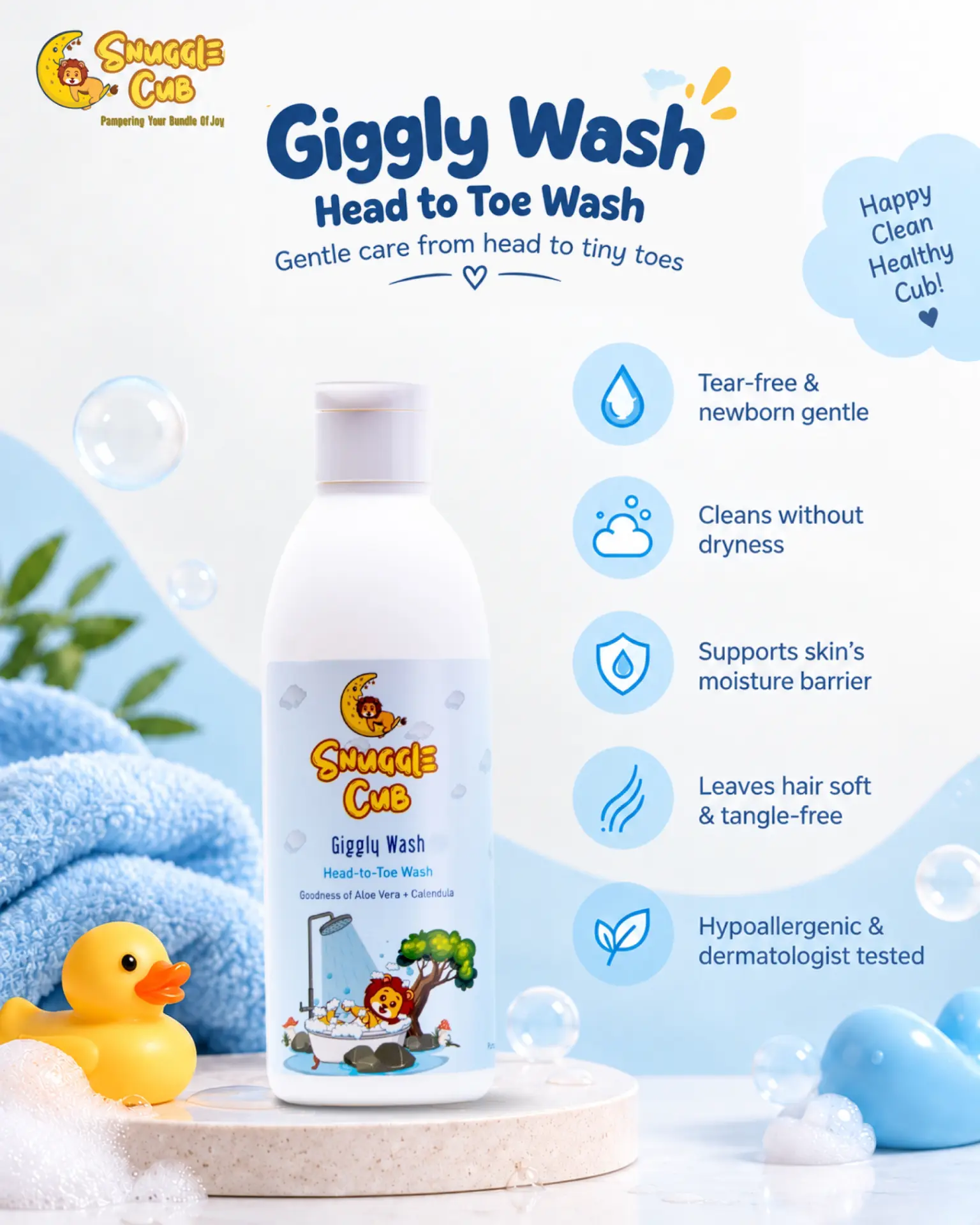 Giggly Wash Head to Toe Wash · One gentle 2-in-1 wash for hair and body