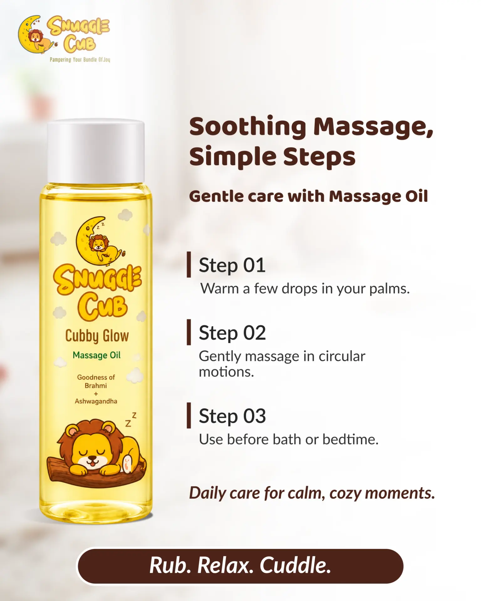 Cubby Glow Ayurvedic Massage Oil · Non-sticky malish oil for calm evenings