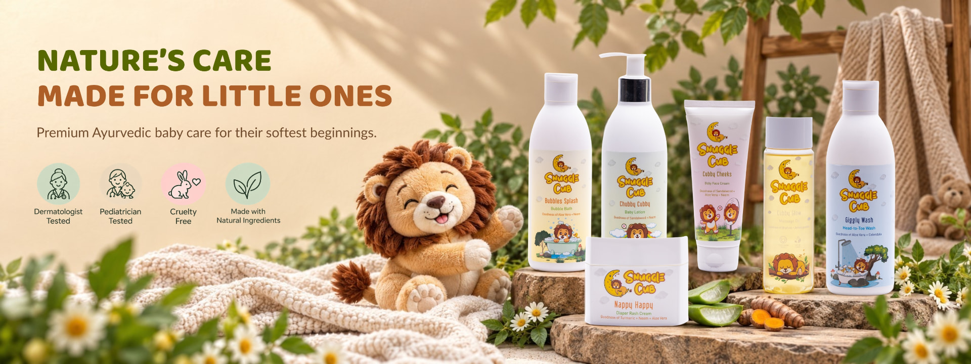 Snuggle Cub range with the cub · Nature's care, made for little ones